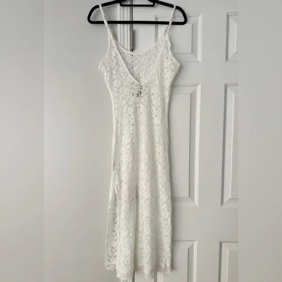 chinese dress ladies Juniper Lace Trim Satin Midi Slip Dress • Shop American Threads Online Yellow / S